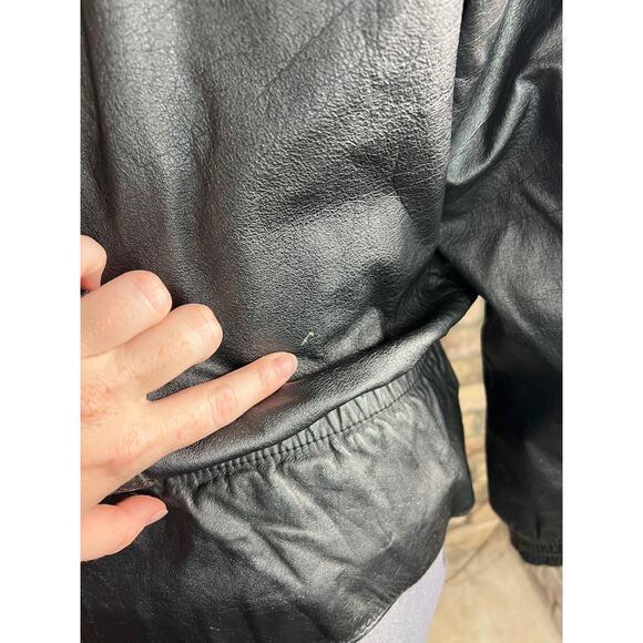 badlands leather jacket unique pattern dolman sleeve 1990s black - Picture 6 of 16